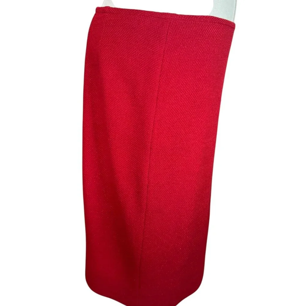 St. John Couture Red Knit Pencil Skirt Size 8 – Classic Santana Luxury Knit
